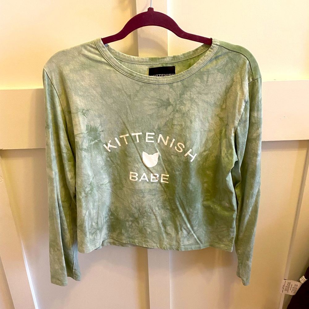 Green ty dye crop long sleeve